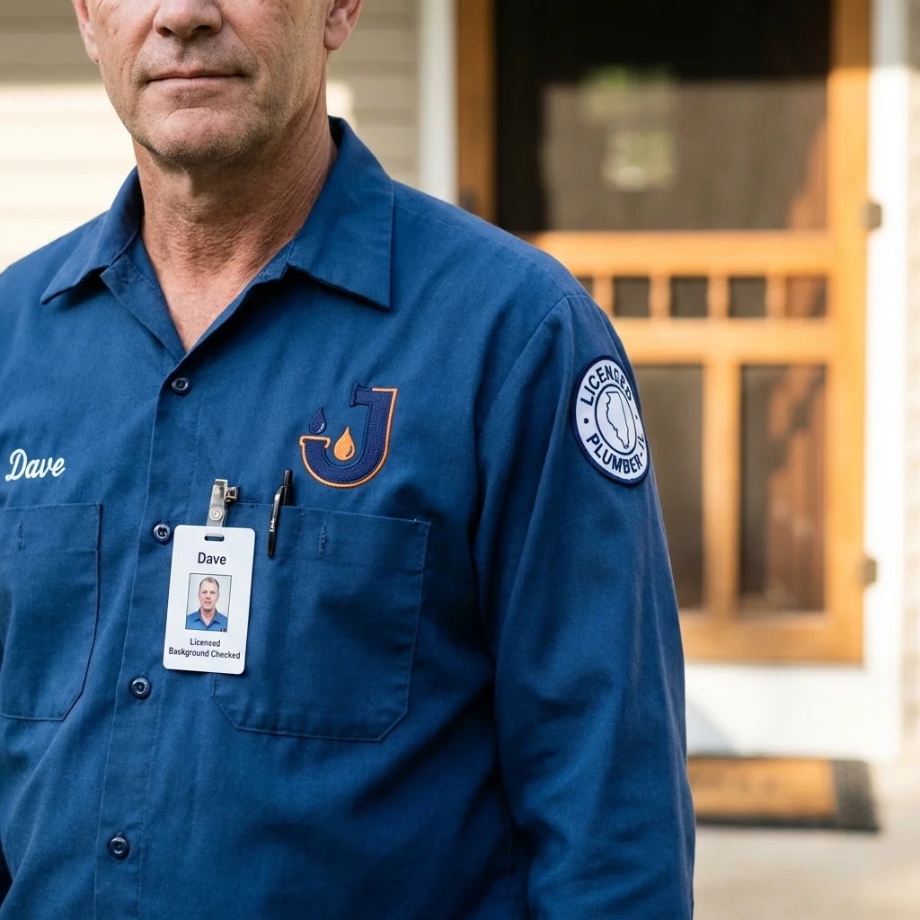 Licensed plumber showing ID badge in Webster Springs, WV