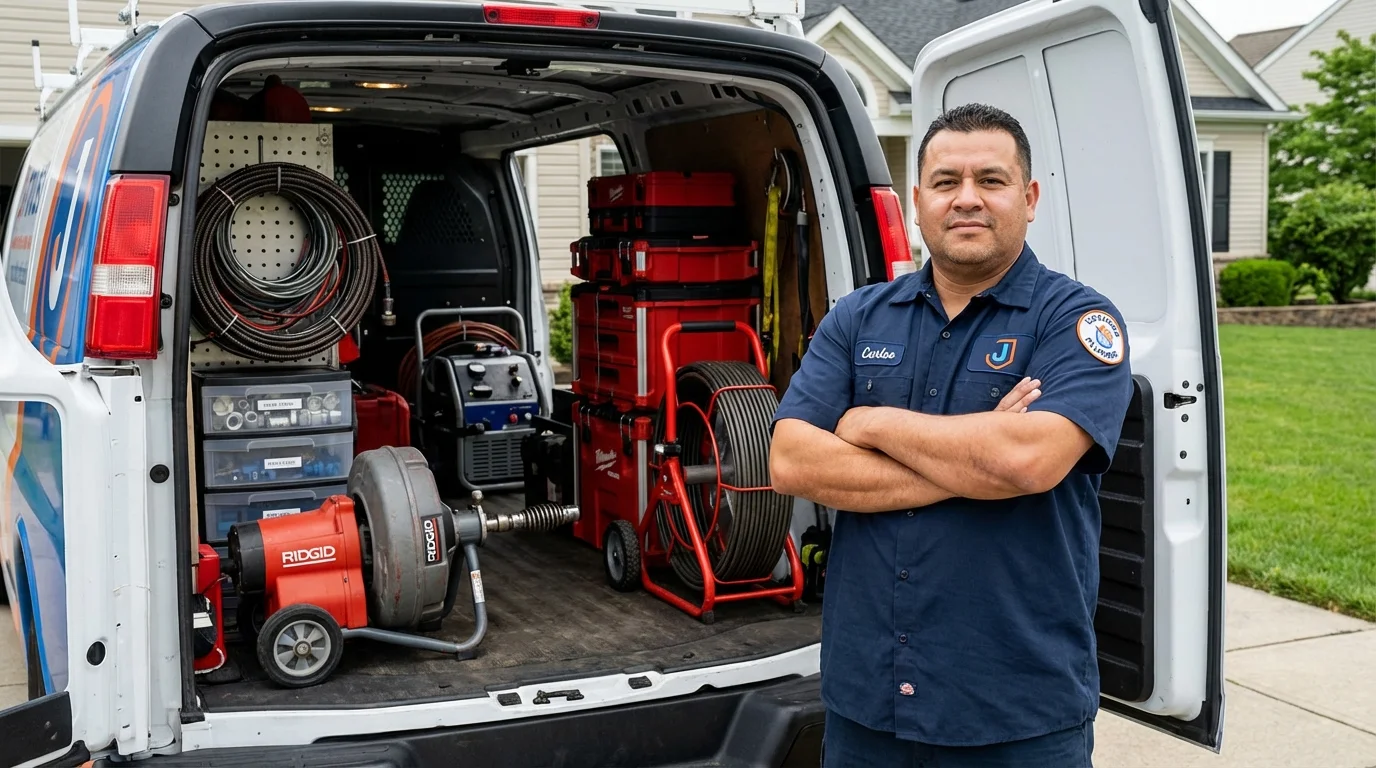 Professional drain cleaning equipment and Johns Plumbing LLC plumber in Webster Springs