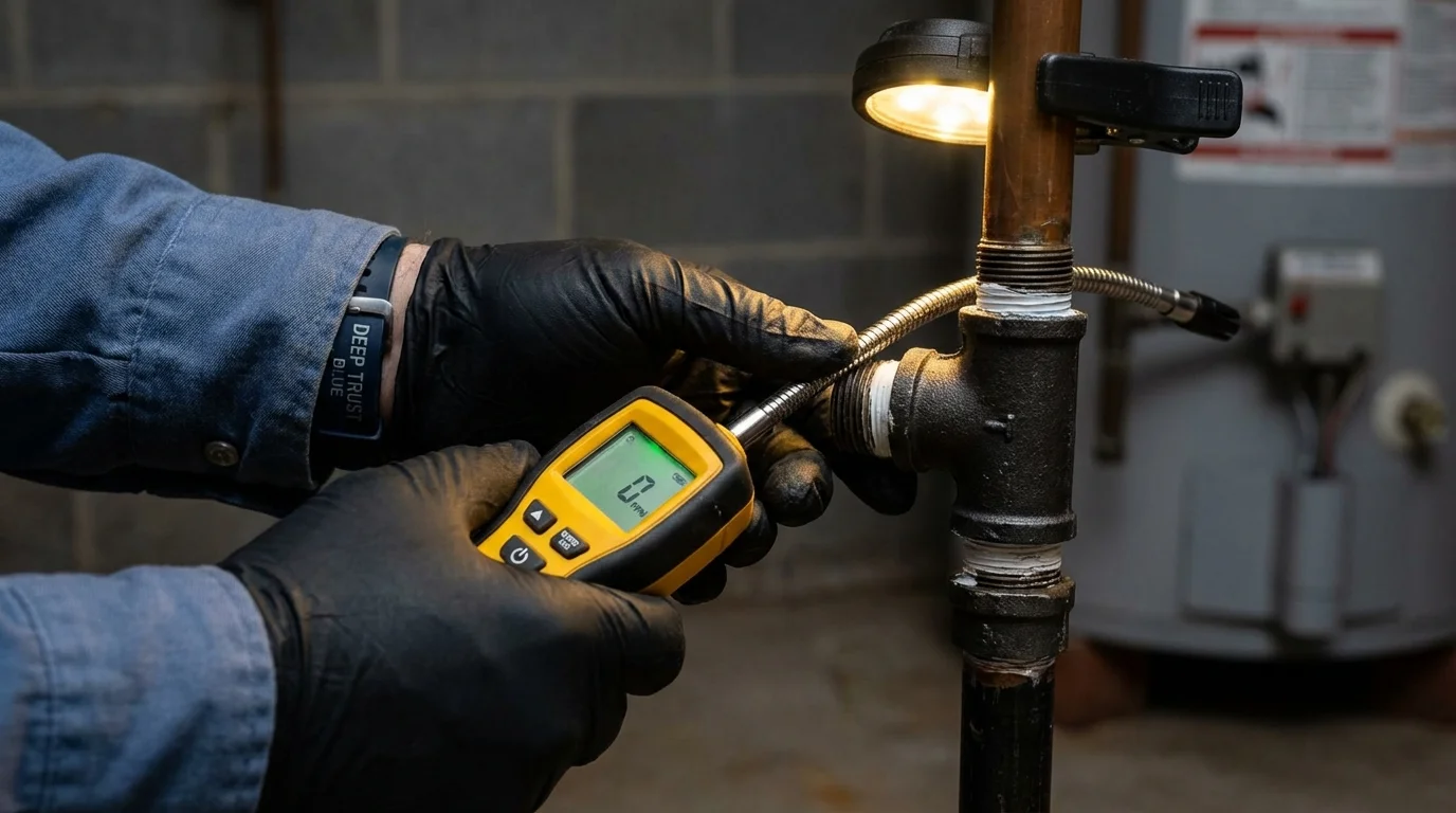Gas leak detection with electronic sniffer by Johns Plumbing LLC in Webster Springs