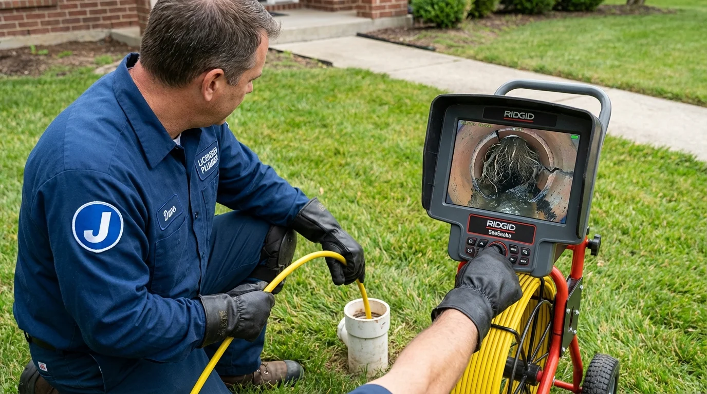Sewer camera inspection being performed by Johns Plumbing LLC in Webster Springs