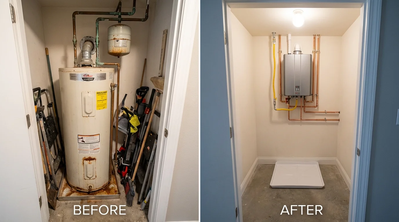 Tank water heater versus wall-mounted tankless unit comparison for Webster Springs, WV homeowners
